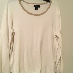 Liz Claiborne Cream Top with Gold Accents